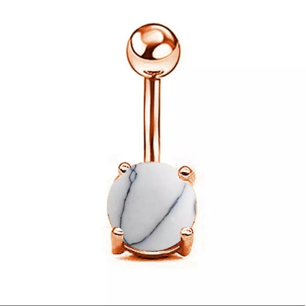🎉 New Rose Gold Marble Bellybutton Ring